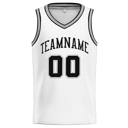 Benutzerdefinierte Authentisch  Basketball Trikot Weiß-Schwarz-Grau
