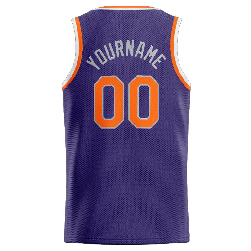 Benutzerdefinierte Authentisch  Basketball Trikot Lila-Orange-Weiß