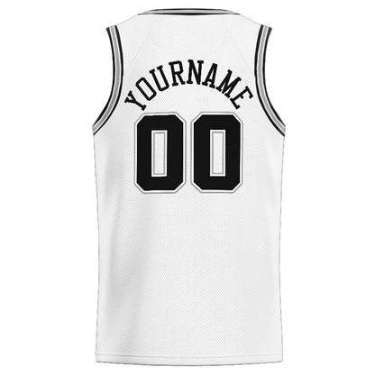 Benutzerdefinierte Authentisch  Basketball Trikot Weiß-Schwarz-Grau
