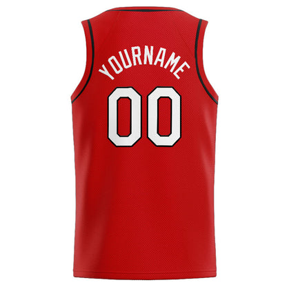Benutzerdefinierte Authentisch  Basketball Trikot Rot-Weiß-Schwarz