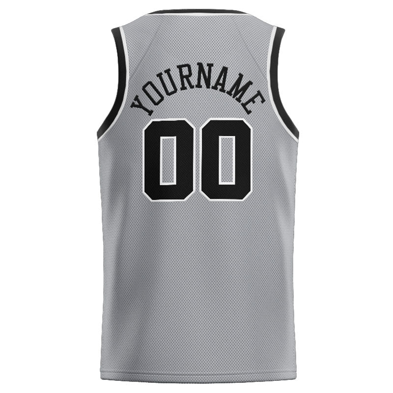 Benutzerdefinierte Authentisch  Basketball Trikot Grau-Schwarz-Weiß