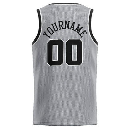 Benutzerdefinierte Authentisch  Basketball Trikot Grau-Schwarz-Weiß
