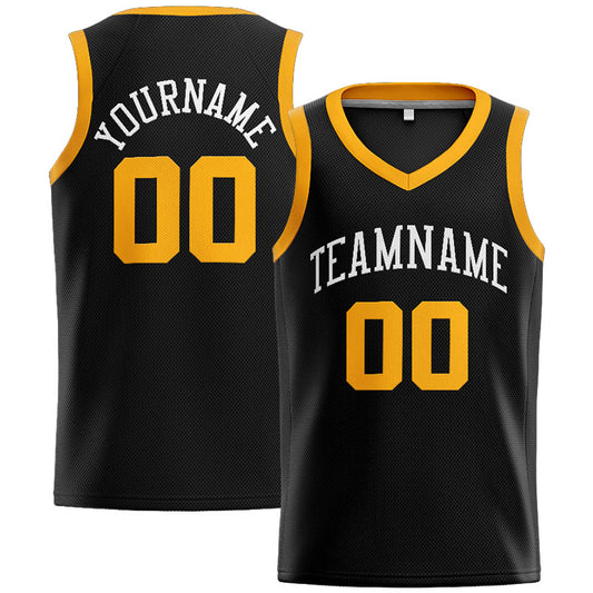 Benutzerdefinierte Authentisch  Basketball Trikot Schwarz Gelb