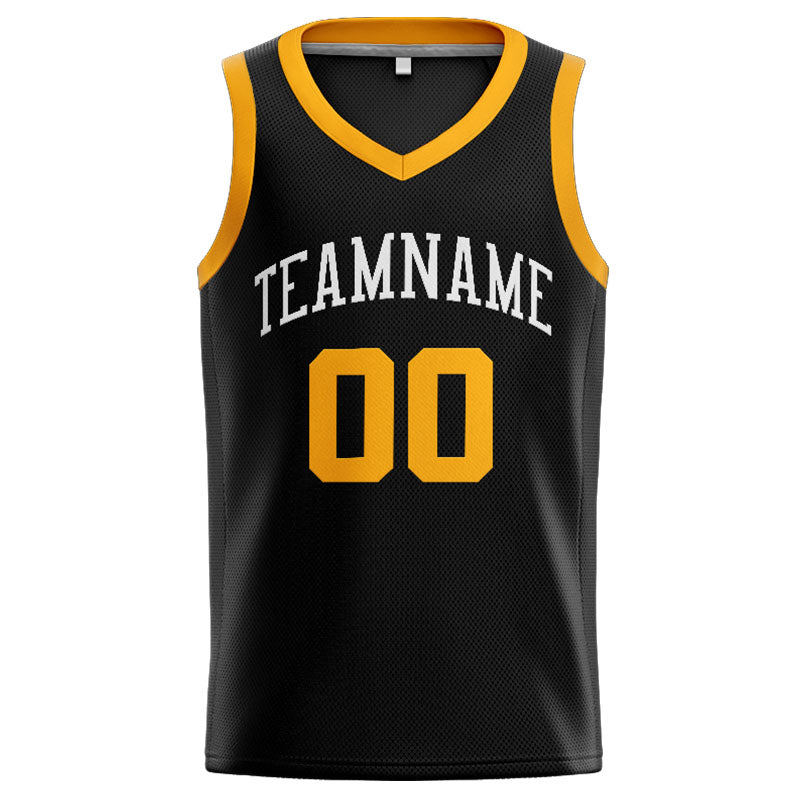 Benutzerdefinierte Authentisch  Basketball Trikot Schwarz Gelb