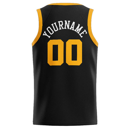 Benutzerdefinierte Authentisch  Basketball Trikot Schwarz Gelb