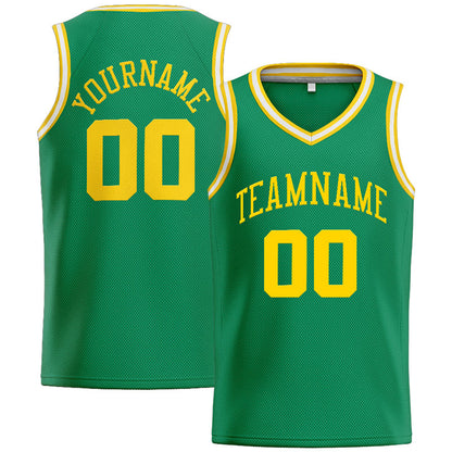 Benutzerdefinierte Authentisch  Basketball Trikot Kelly Grün-Gelb