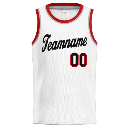 Benutzerdefinierte Authentisch  Basketball Trikot Weiß-Rot-Schwarz