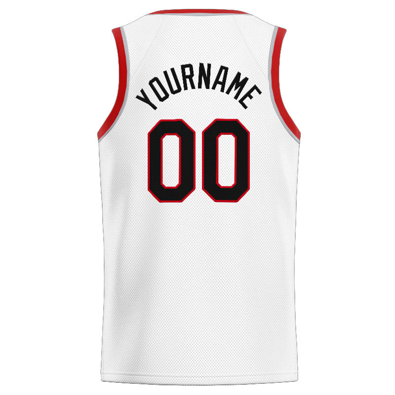 Benutzerdefinierte Authentisch  Basketball Trikot Weiß-Rot-Schwarz