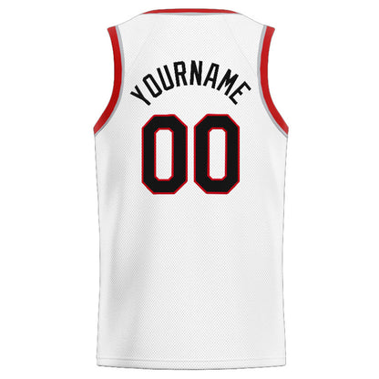 Benutzerdefinierte Authentisch  Basketball Trikot Weiß-Rot-Schwarz