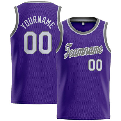 Benutzerdefinierte Authentisch  Basketball Trikot Lila-Grau