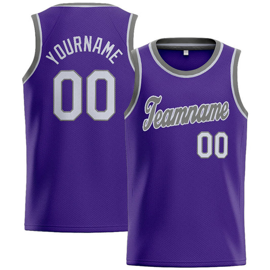 Benutzerdefinierte Authentisch  Basketball Trikot Lila-Grau