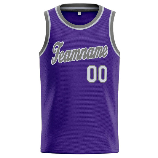 Benutzerdefinierte Authentisch  Basketball Trikot Lila-Grau