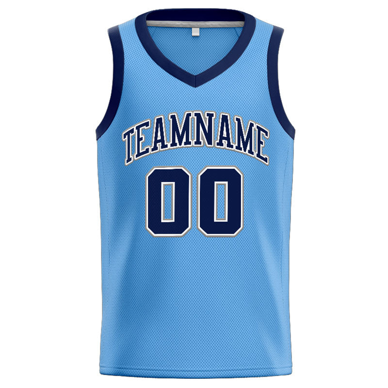 Benutzerdefinierte Authentisch  Basketball Trikot Hellblau-Marine