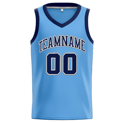 Benutzerdefinierte Authentisch  Basketball Trikot Hellblau-Marine