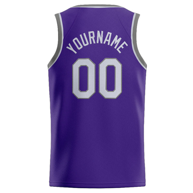Benutzerdefinierte Authentisch  Basketball Trikot Lila-Grau