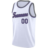 Benutzerdefinierte Authentisch Basketball Trikot Weiß-Violett-Grau