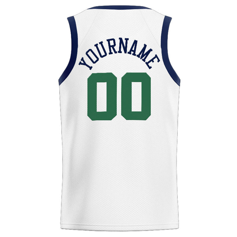 Benutzerdefinierte Authentisch  Basketball Trikot Weiß-Marine-Grün