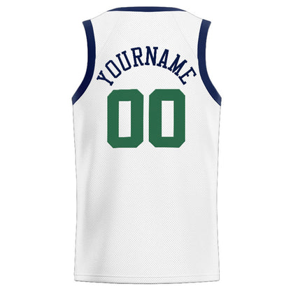 Benutzerdefinierte Authentisch  Basketball Trikot Weiß-Marine-Grün