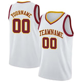 Benutzerdefinierte Authentisch  Basketball Trikot Weiß-Purpur-Gelb