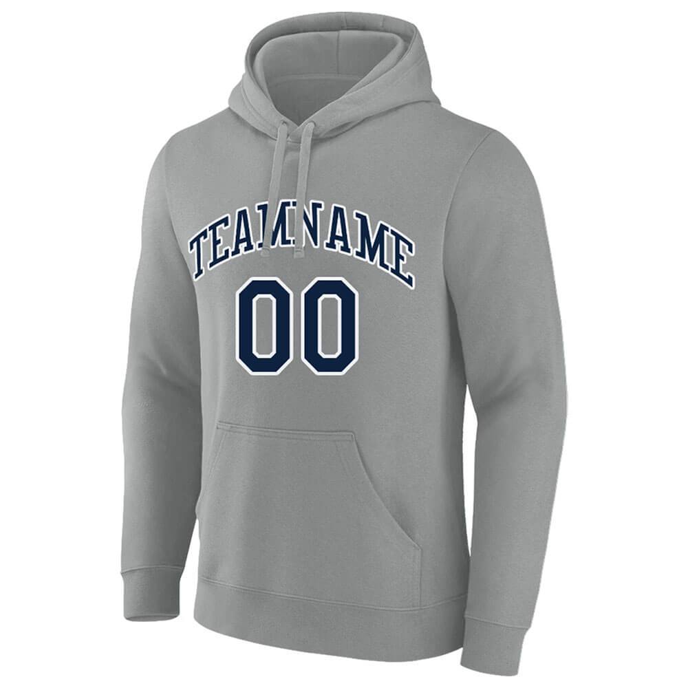 Benutzerdefinierte Authentisch Sweatshirt-Kapuzenpulli Grau-Marine-Weiß