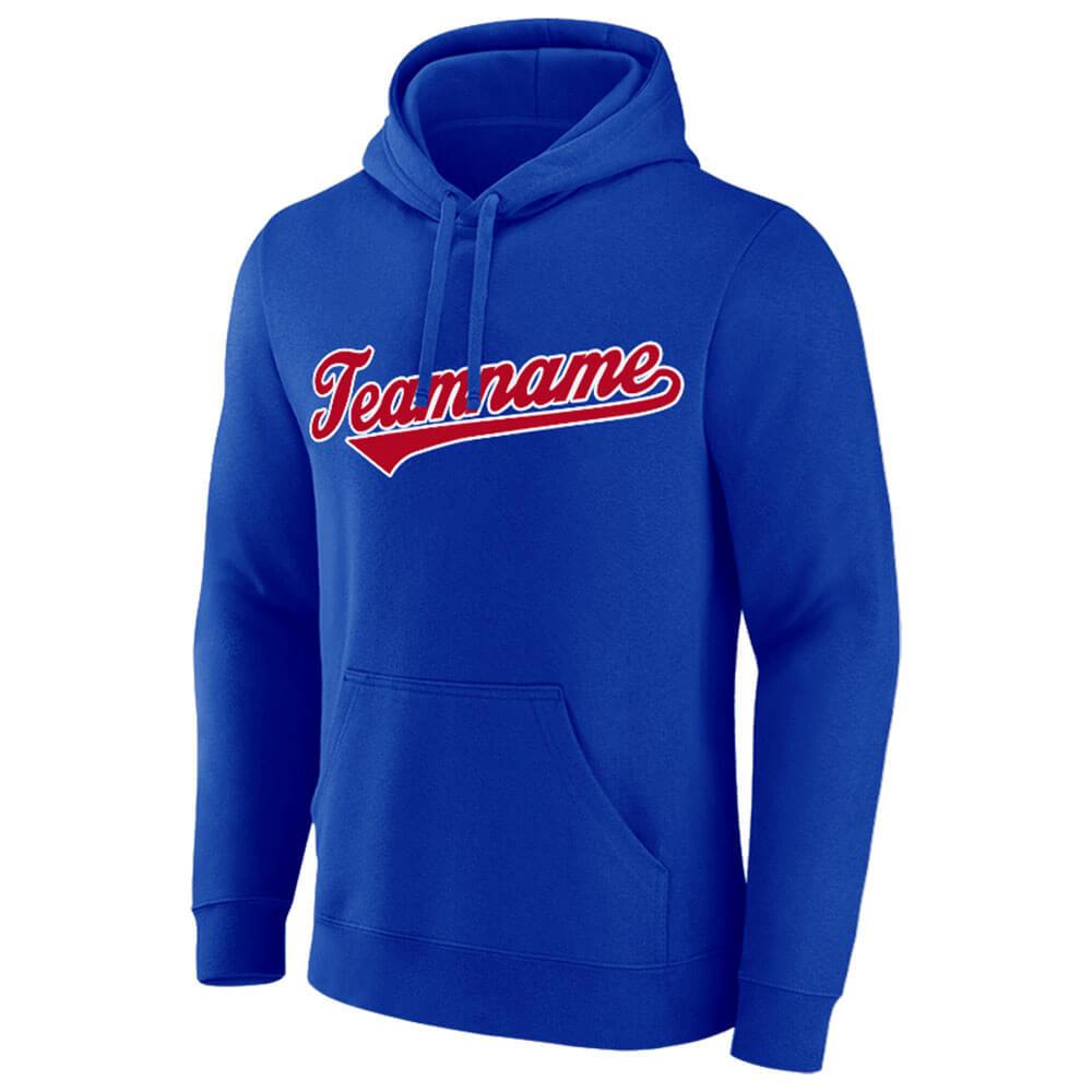 Benutzerdefinierte Authentisch Sweatshirt-Kapuzenpulli Rot-Royal-Weiß