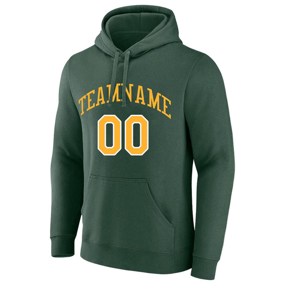 Benutzerdefinierte Authentisch Sweatshirt-Kapuzenpulli Grün-Gelb-Weiß