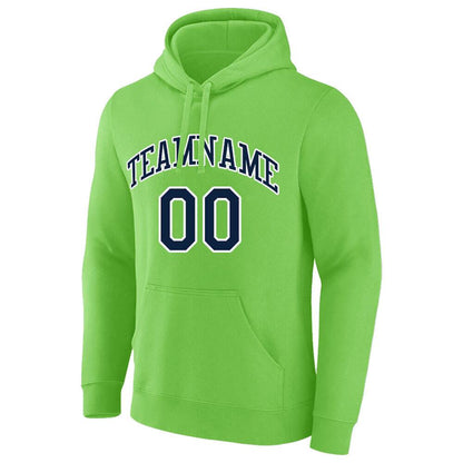 Benutzerdefinierte Authentisch Sweatshirt-Kapuzenpulli Marine-Neongrün-Weiß
