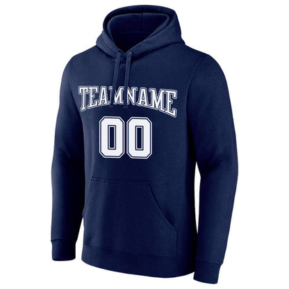 Benutzerdefinierte Authentisch Sweatshirt-Kapuzenpulli Marine-Weiß
