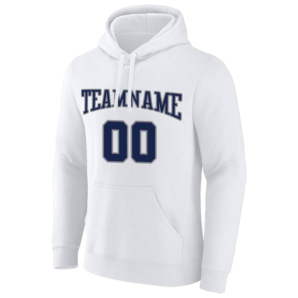 Benutzerdefinierte Authentisch Sweatshirt-Kapuzenpulli Weiß-Royal