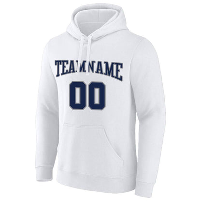Benutzerdefinierte Authentisch Sweatshirt-Kapuzenpulli Weiß-Royal