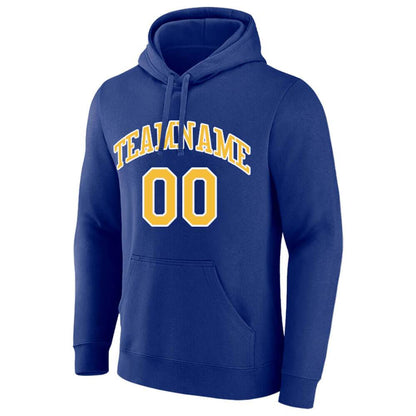 Benutzerdefinierte Authentisch Sweatshirt-Kapuzenpulli Königlich-Gelb-Weiß