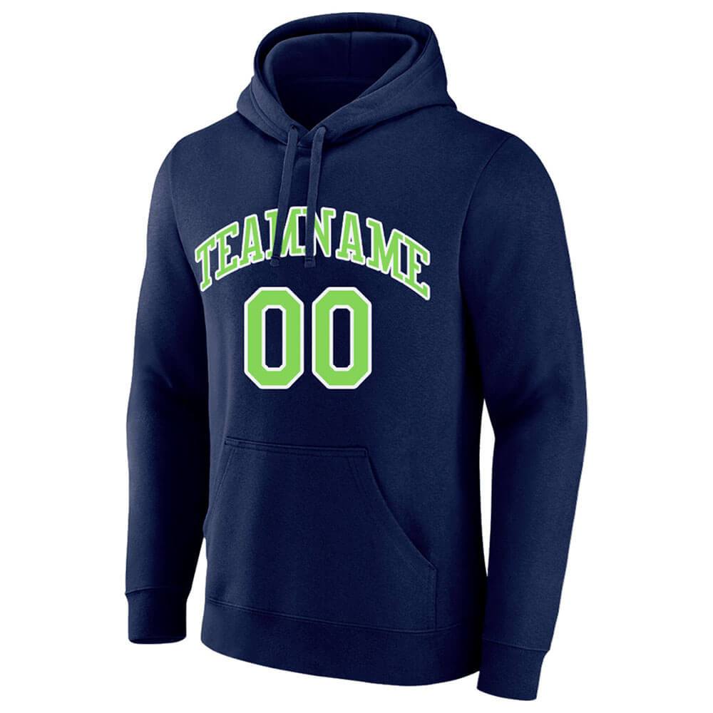 Benutzerdefinierte Authentisch Sweatshirt-Kapuzenpulli Neongrün-Marine-Weiß