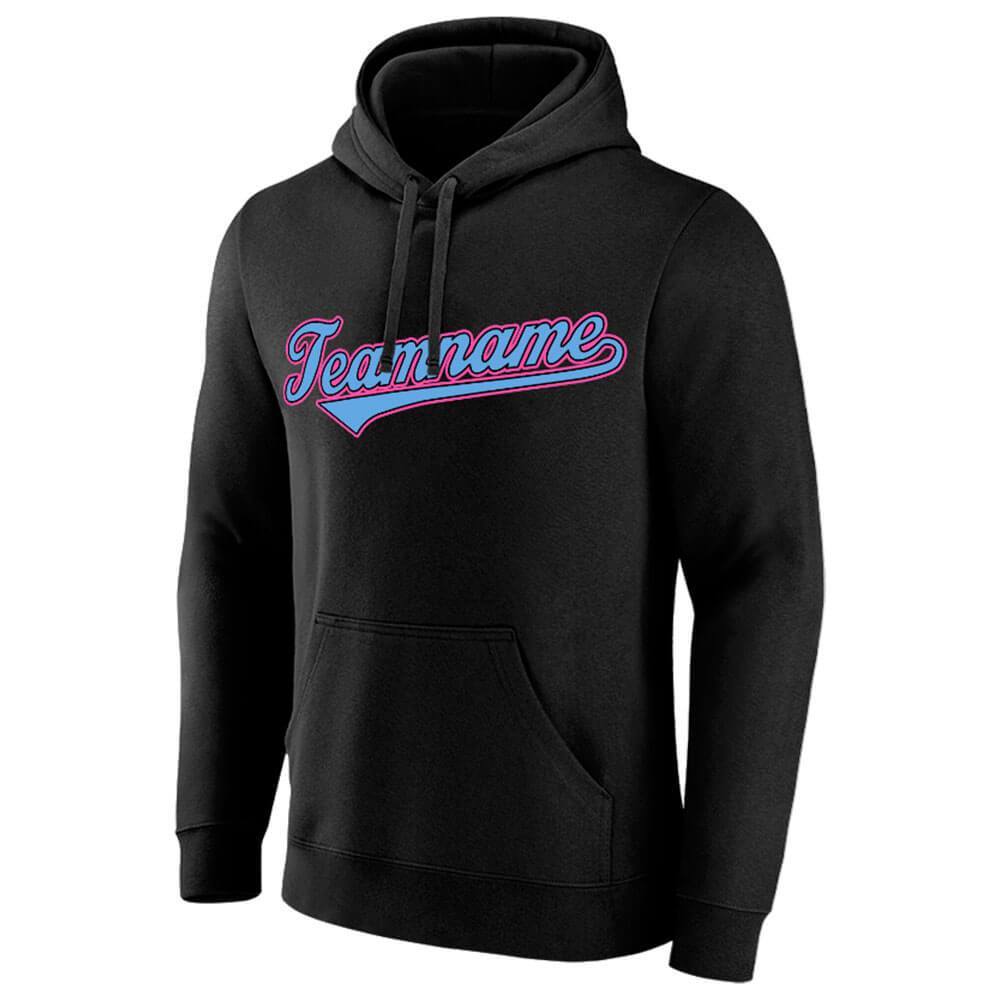 Benutzerdefinierte Authentisch Sweatshirt-Kapuzenpulli Schwarz-Hellblau-Rosa