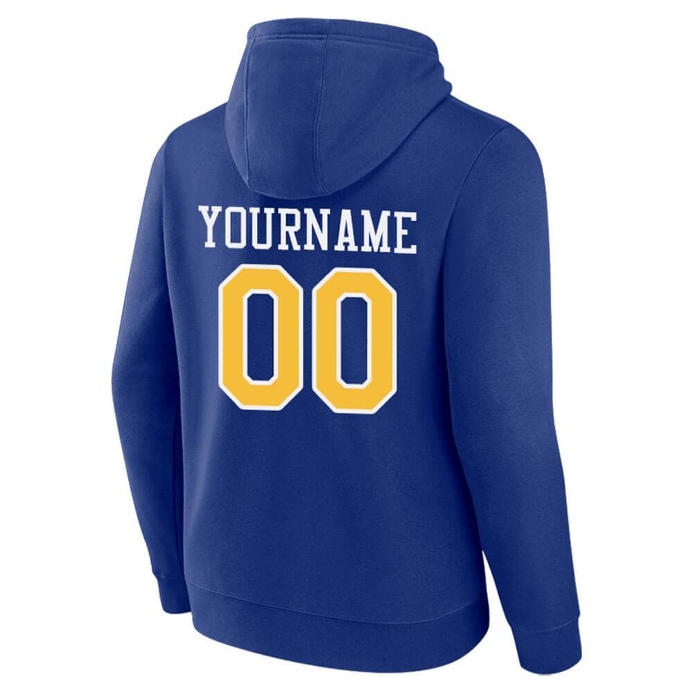 Benutzerdefinierte Authentisch Sweatshirt-Kapuzenpulli Königlich-Gelb-Weiß