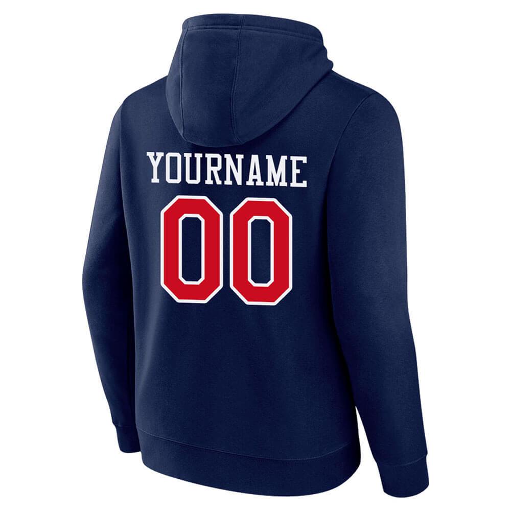 Benutzerdefinierte Authentisch Sweatshirt-Kapuzenpulli Marine-Rot-Weiß