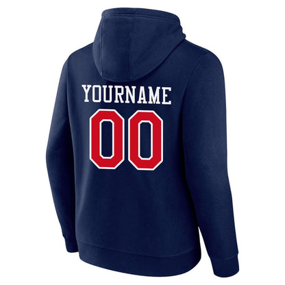 Benutzerdefinierte Authentisch Sweatshirt-Kapuzenpulli Marine-Rot-Weiß
