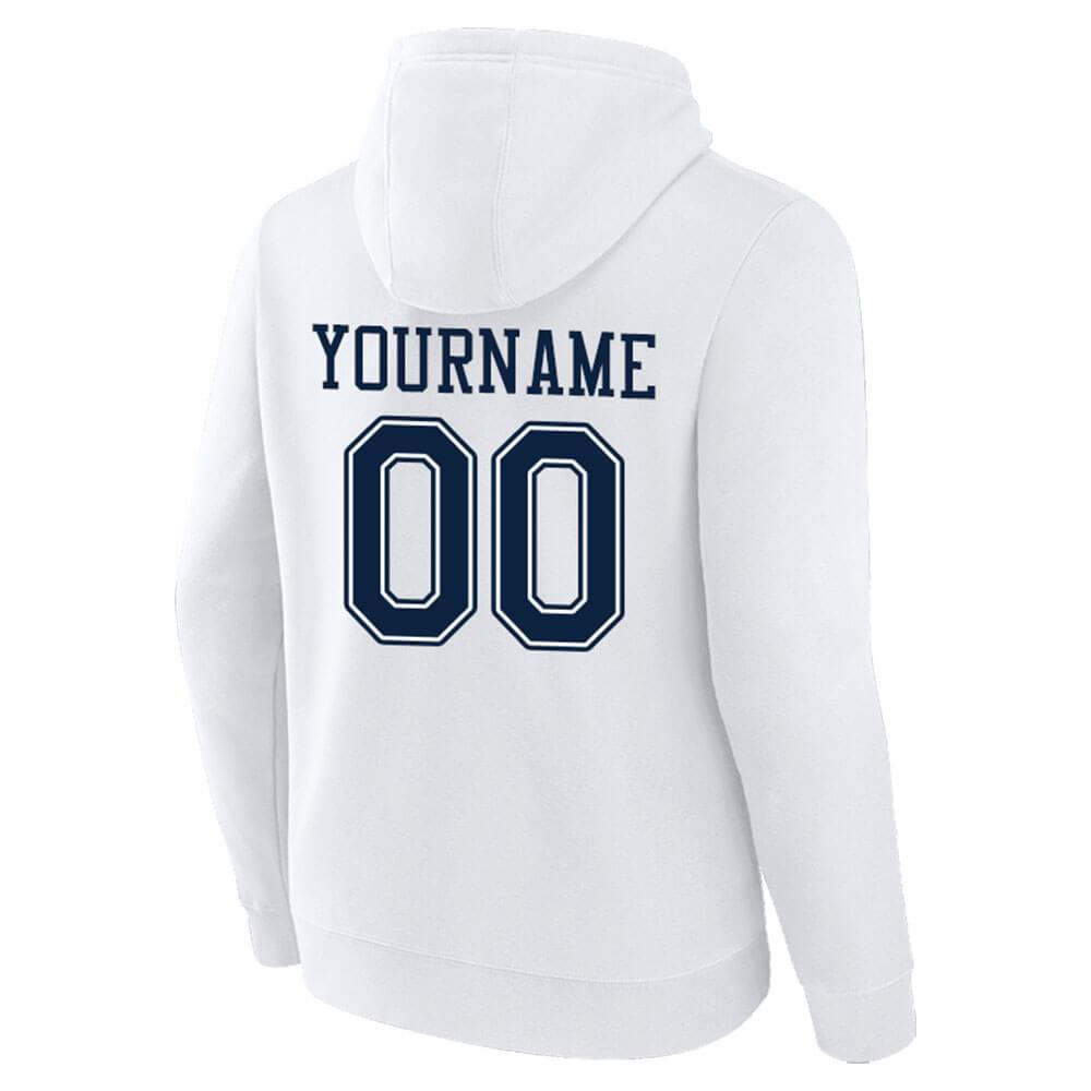 Benutzerdefinierte Authentisch Sweatshirt-Kapuzenpulli Weiß-Marine