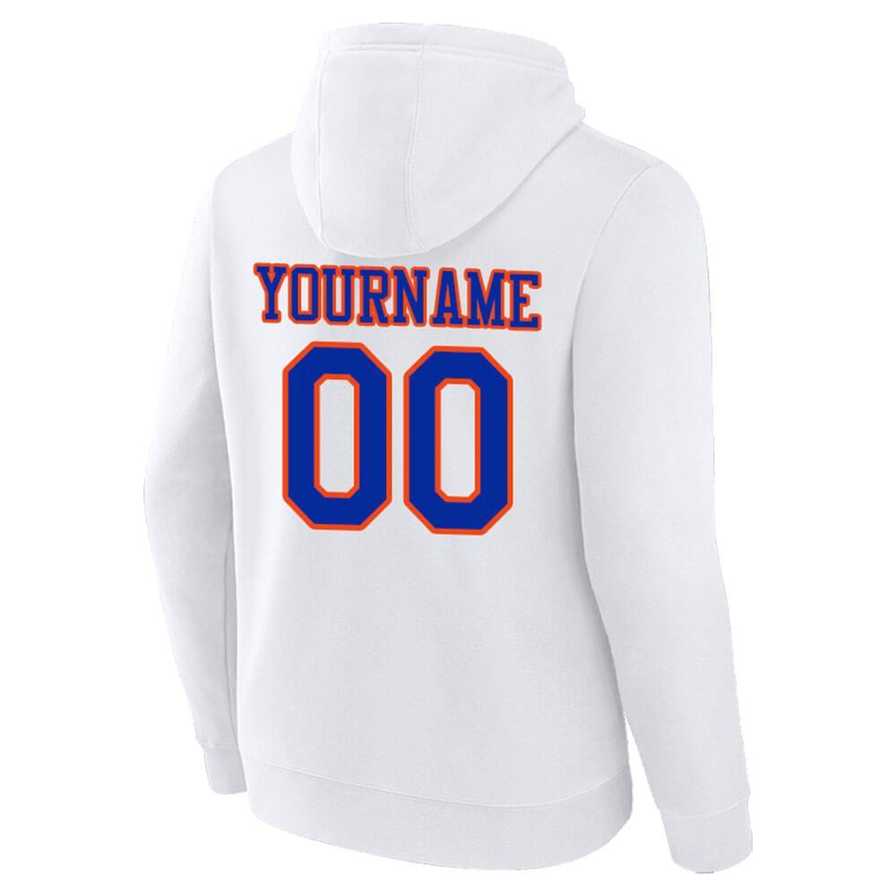 Benutzerdefinierte Authentisch Sweatshirt-Kapuzenpulli Weiß-Blau-Orange