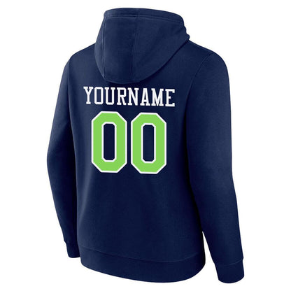 Benutzerdefinierte Authentisch Sweatshirt-Kapuzenpulli Marine-Neongrün-Weiß