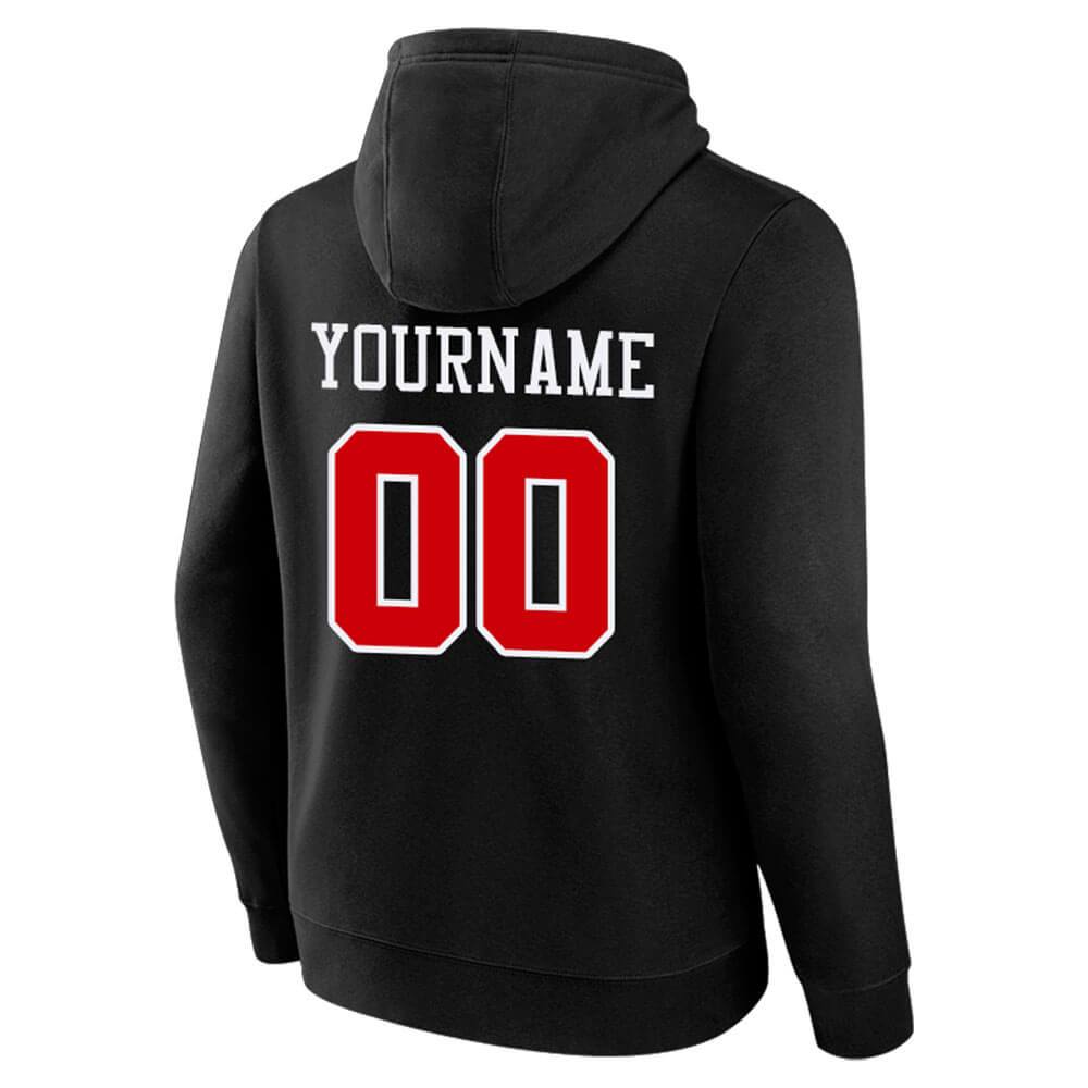 Benutzerdefinierte Authentisch Sweatshirt-Kapuzenpulli Schwarz-Rot-Weiß