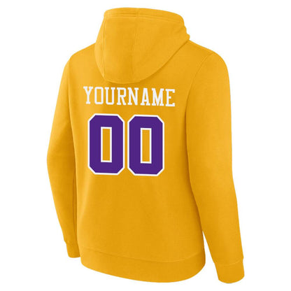 Benutzerdefinierte Authentisch Sweatshirt-Kapuzenpulli Gelb-Violett-Weiß
