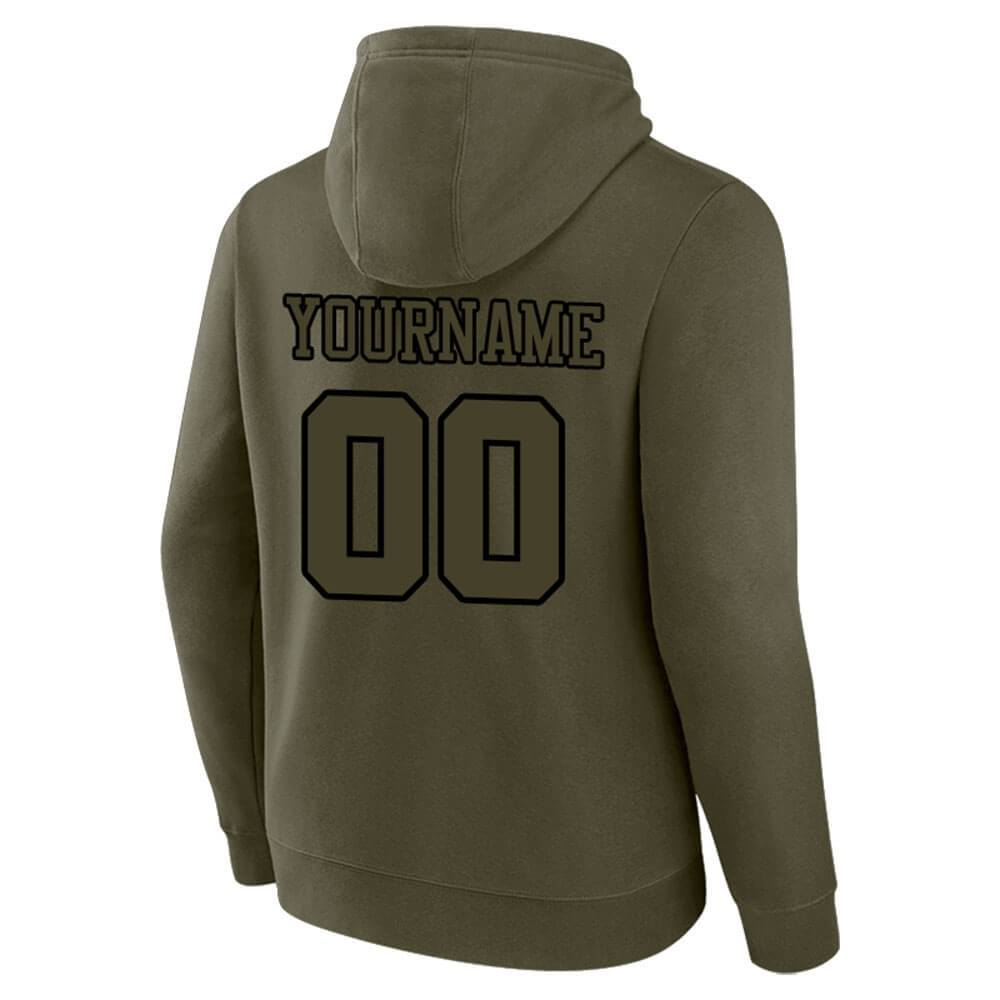 Benutzerdefinierte Authentisch Sweatshirt-Kapuzenpulli Oliv-Schwarz