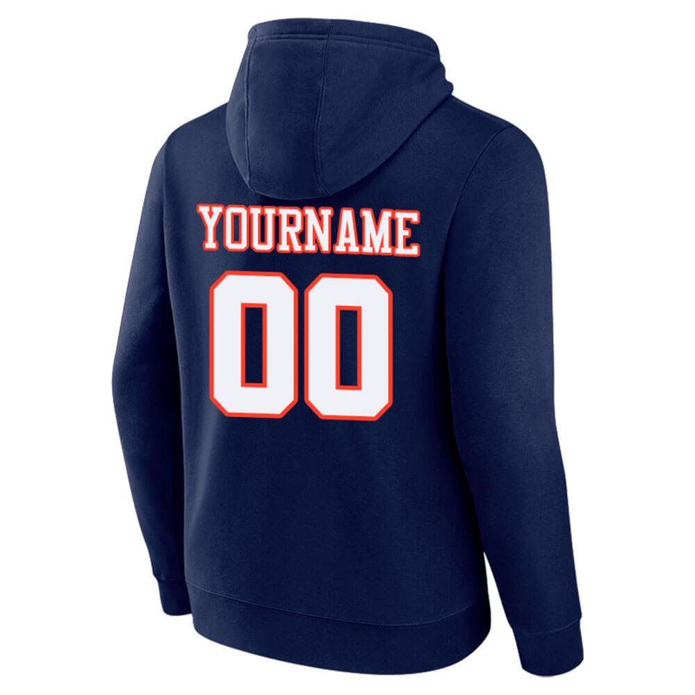 Benutzerdefinierte Authentisch Sweatshirt-Kapuzenpulli Marine-Weiß-Orange