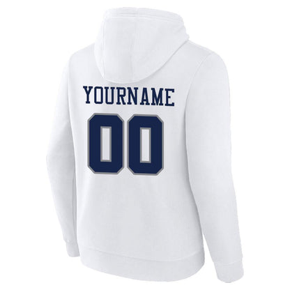 Benutzerdefinierte Authentisch Sweatshirt-Kapuzenpulli Weiß-Royal