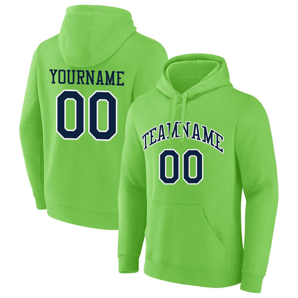 Benutzerdefinierte Authentisch Sweatshirt-Kapuzenpulli Marine-Neongrün-Weiß