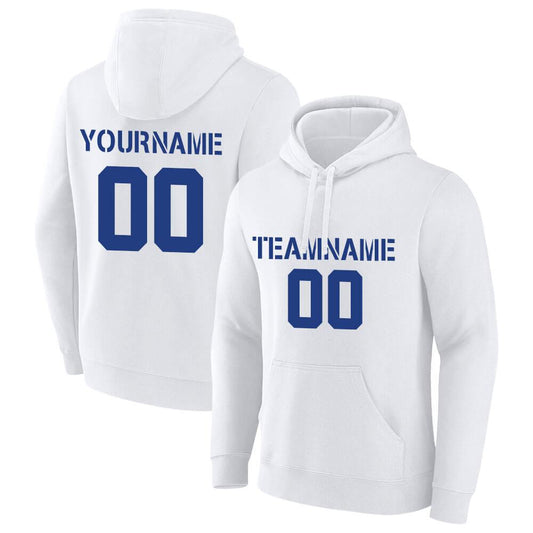 Benutzerdefinierte Authentisch Sweatshirt-Kapuzenpulli Weiß-Royal