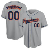 Benutzerdefinierte Authentisch Baseball-Trikot Marine-Orange-Weiß Netz