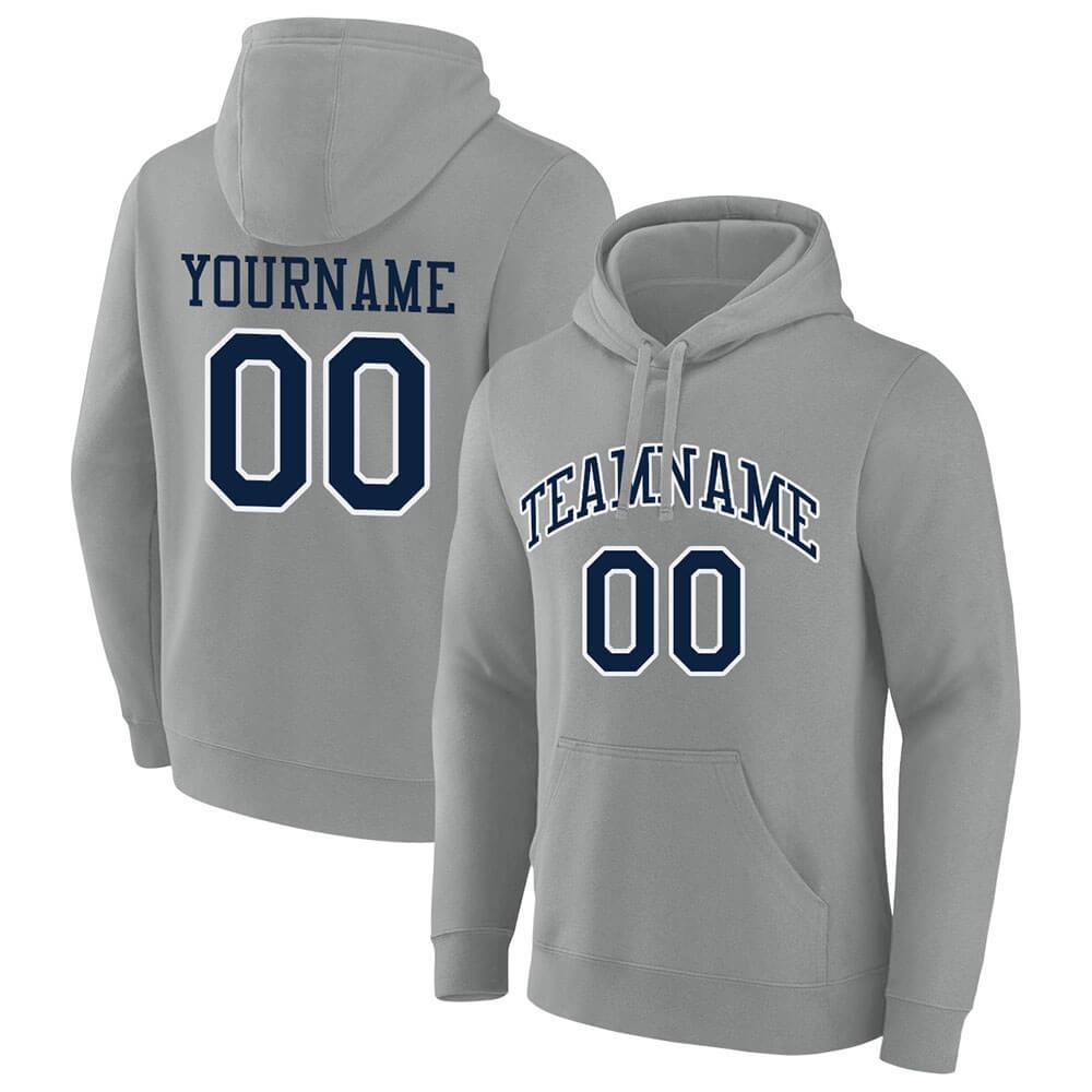Benutzerdefinierte Authentisch Sweatshirt-Kapuzenpulli Grau-Marine-Weiß