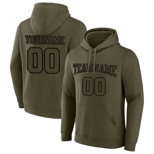 Benutzerdefinierte Authentisch Sweatshirt-Kapuzenpulli Oliv-Schwarz