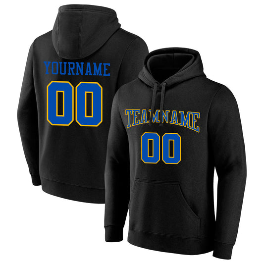 Benutzerdefinierte Authentisch Sweatshirt-Kapuzenpulli Schwarz-Blau-Gelb